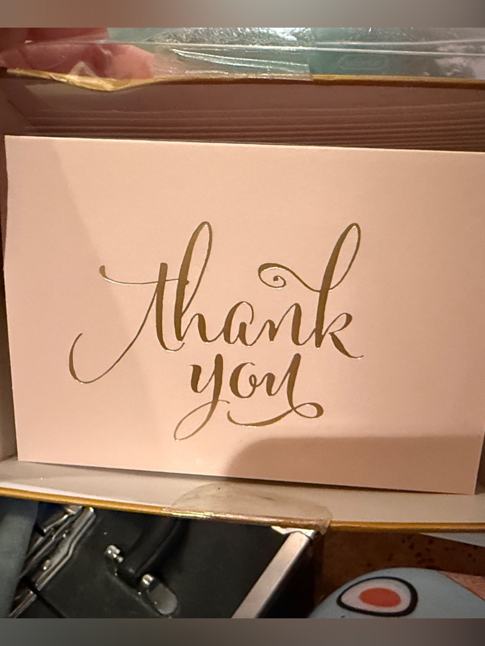 Pink Thank You Cards with Gold Foil Script